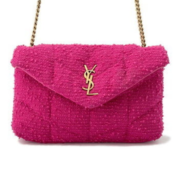 Saint Laurent Paris Chain Shoulder Bag Lulu Puffer Toy Tweed s - Picture 1 of 8